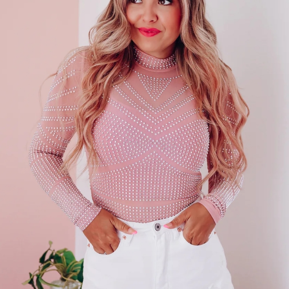 Whiskey Darling Rhinestone Mesh Bodysuit